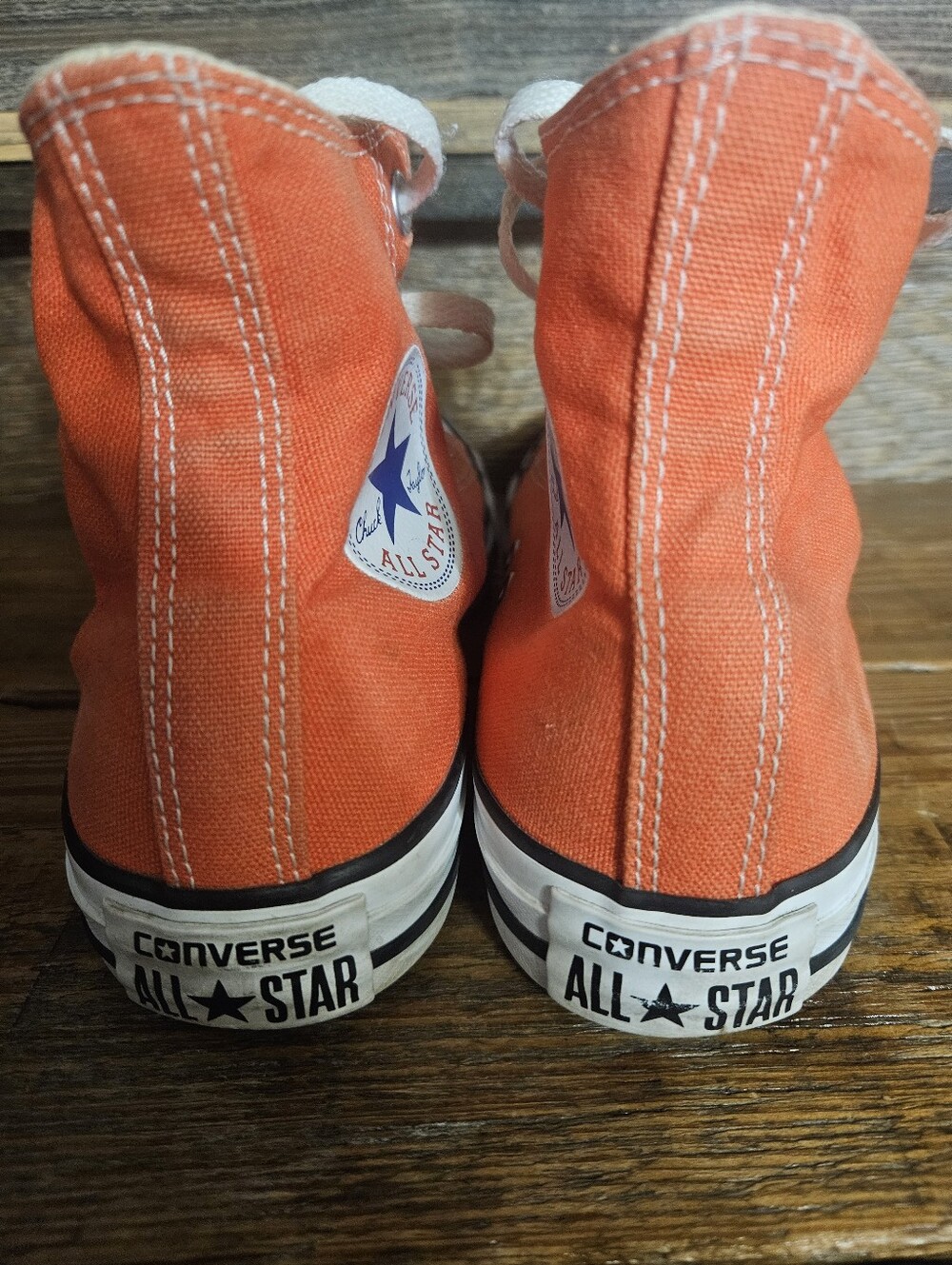 Dreamcicle Orange Canvas High-Top Converse Sneakers - Mens 5 / Womens 7 - Picture 8 of 8